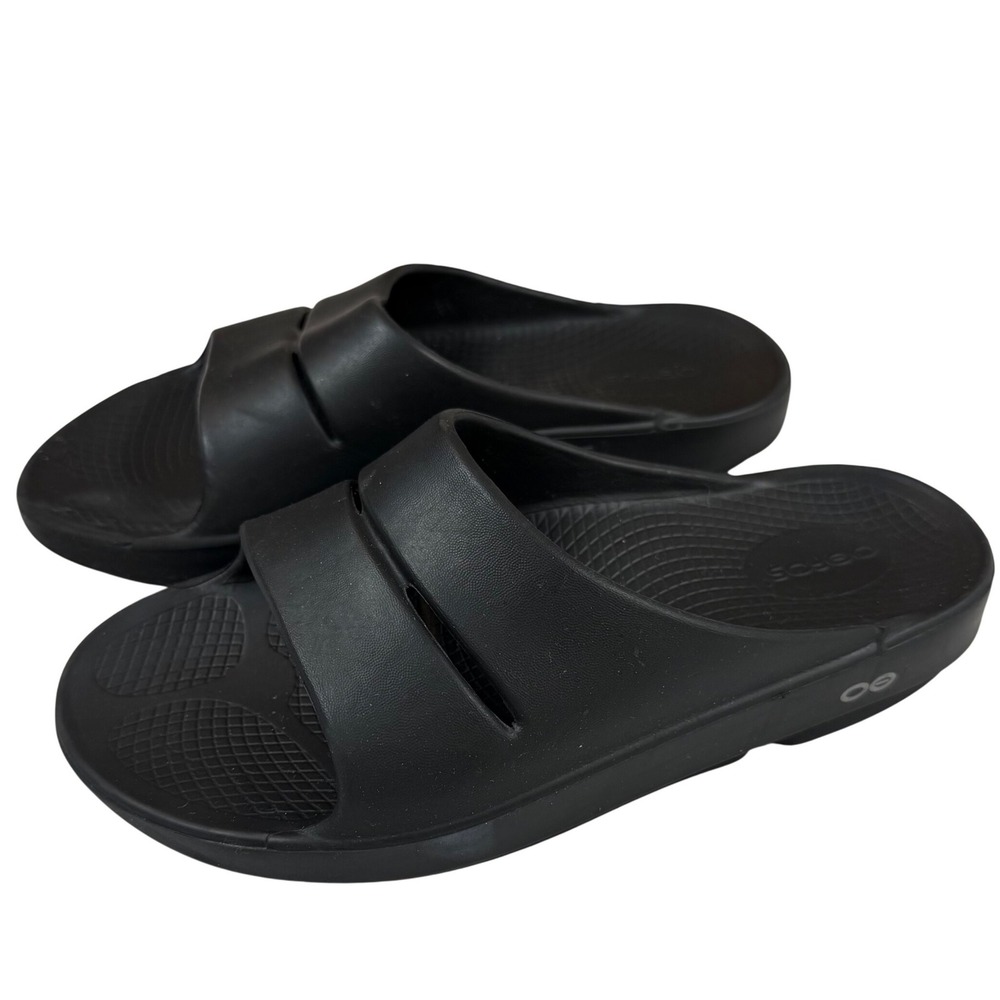 OOFOS OOahh Sport Recovery Slides Black Mens 7 Womens 9 Sandals 1100